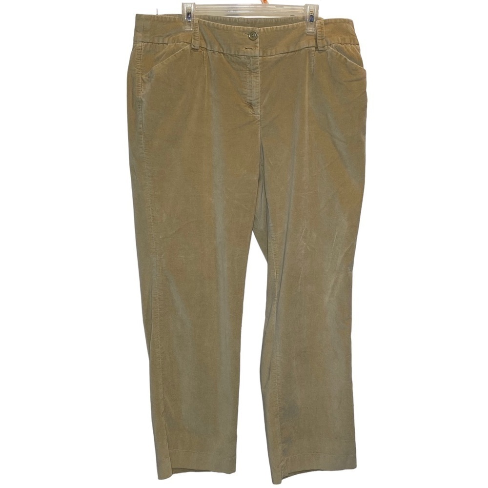 Talbots plus size 18W Stretch Classic Fit wide leg velvet feel light tan pants